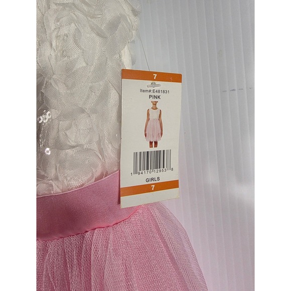 Emily Rose Girls Pink Tulle Dress Embellished Bow Sequins Sz 7 - Picture 3 of 6